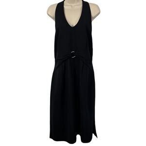 Sheri Martin Black Sheath Midi Dress V-Neck Sleeveless